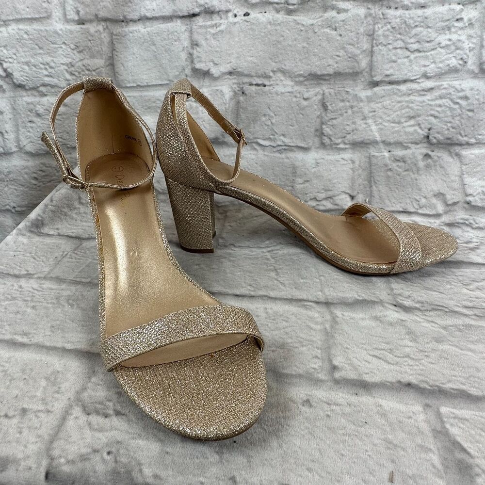 Dream Pairs Chunky Strappy Women's Size 11 Shoe Sexy Heels Sparkly Ankle Strap